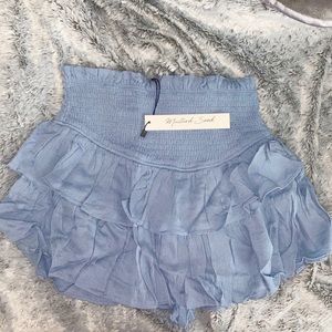Blue Smocked Ruffle Skirt